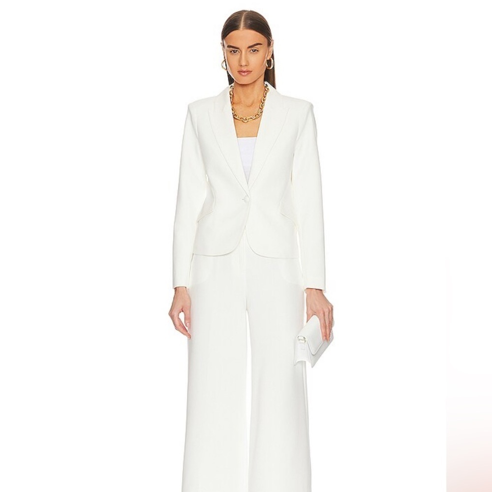 L'AGENCE Jennah Cropped Blazer in Ivory Sz 4 - Picture 5 of 13